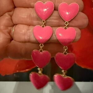 SUGARFIX by BAUBLEBAR Multi Pink Enamel Heart Dangle Drop Gold Tone Earrings